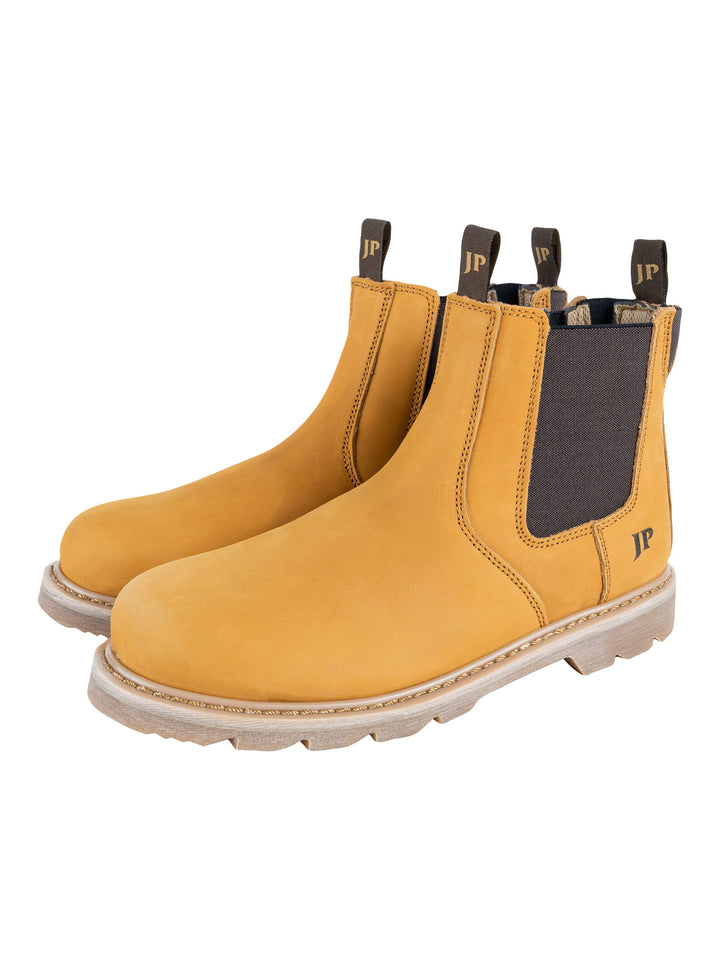 JACK PYKE Safety Dealer Boots – Leather Pull-On Chelsea Mens Work Boots, Steel Toe Capped, Oil-Resistant, Cushioned Insole & Breathable – Ideal for Farming, Warehouse, Construction - Size 6-13 UK