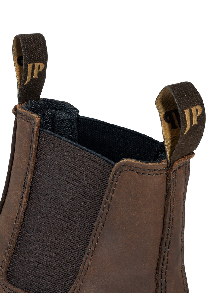 JACK PYKE Shires Mens Safety Dealer Boots – Oiled Leather Slip-On Chelsea Boots with Elastic Sides, Oil Resistant Sole and Double Pull Tabs for Country or Outdoor Use - Brown, Size 5-12 UK