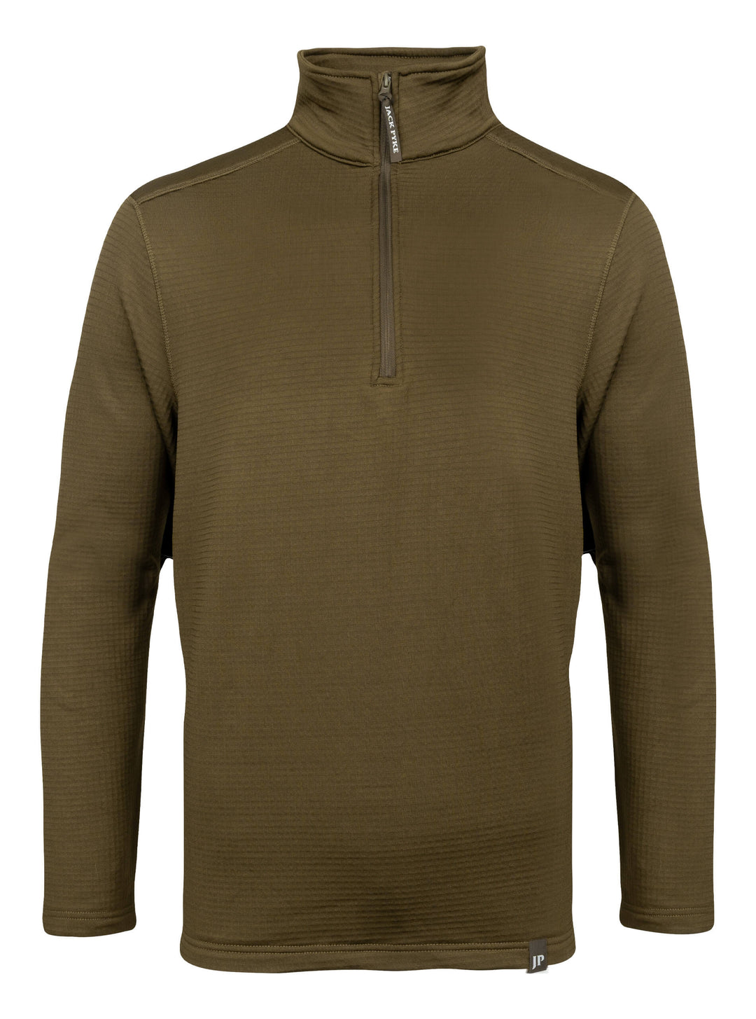 JACK PYKE Waffle Mens Fleece Top Green  – Lightweight & Warm Outdoor Half Zip Jacket with High Collar for Hiking, Shooting and Everyday Wear