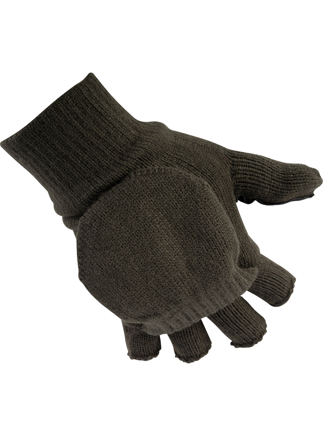 Jack Pyke Men’s Suede Palm Knitted Shooters Mitts Gloves – Convertible Thinsulate Fingerless Gloves with Mitten Flap, Warm Winter Shooting Mittens for Men with Suede  Grip –  Green