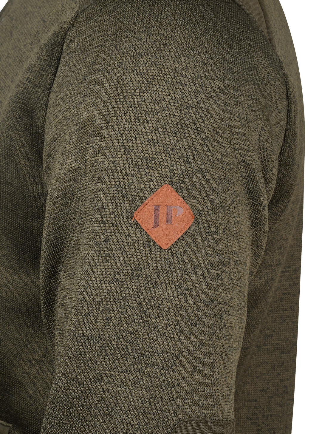 JACK PYKE Scandinavian Fleece Jacket for Mens – Soft Knitted Outer with Sherpa Lining, Full Zip Fleece Jumper with Zipped Pockets and Suede-Style Sleeve Patch, Warm Outdoor & Casual Wear - Dark Olive