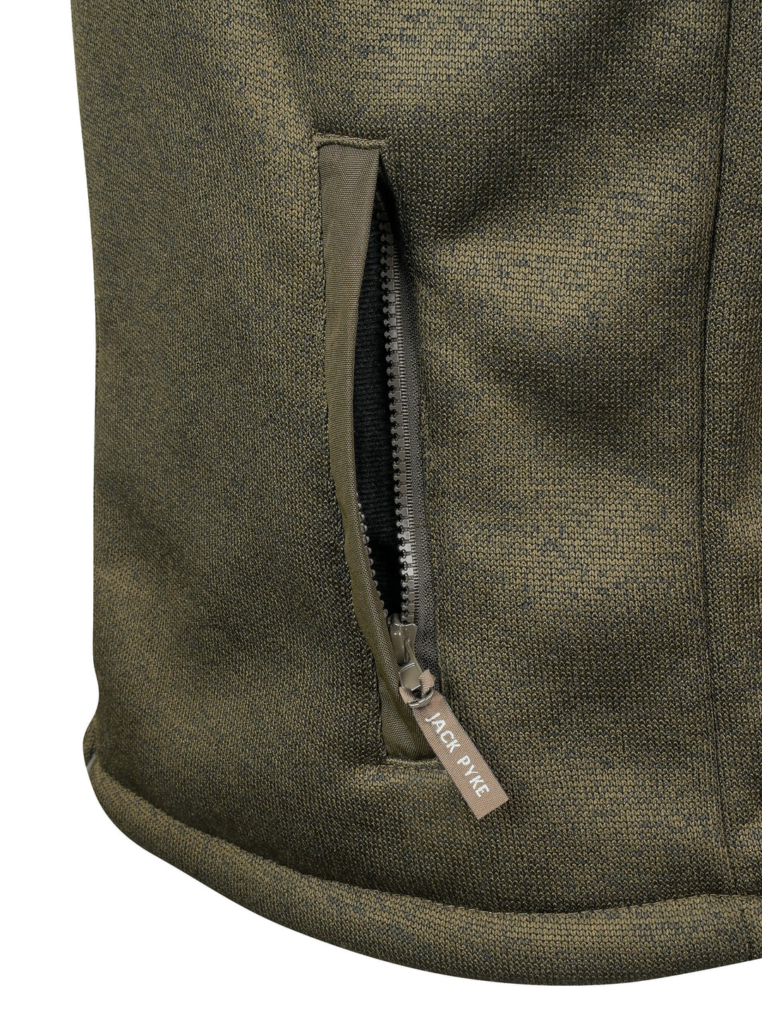 JACK PYKE Scandinavian Fleece Jacket for Mens – Soft Knitted Outer with Sherpa Lining, Full Zip Fleece Jumper with Zipped Pockets and Suede-Style Sleeve Patch, Warm Outdoor & Casual Wear - Dark Olive