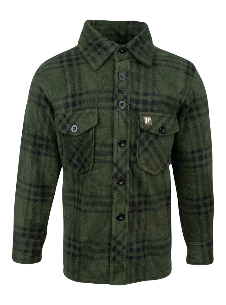 JACK PYKE Junior Polar Fleece Shirt Green Check