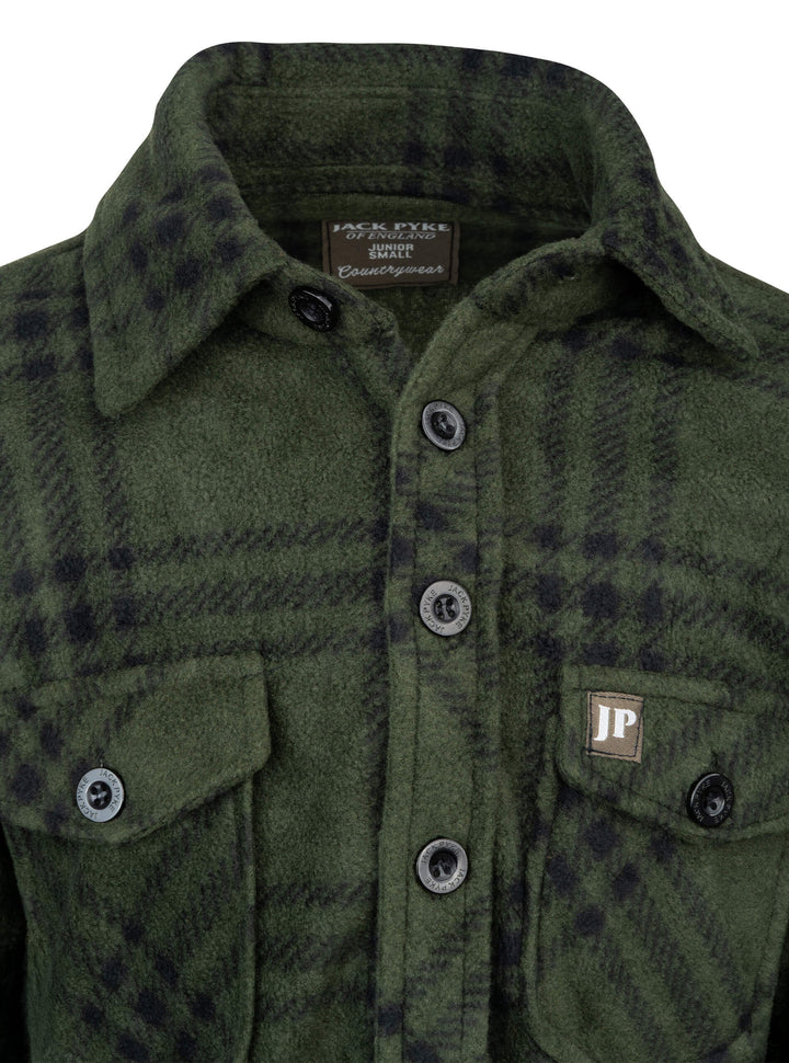 JACK PYKE Junior Polar Fleece Shirt Green Check
