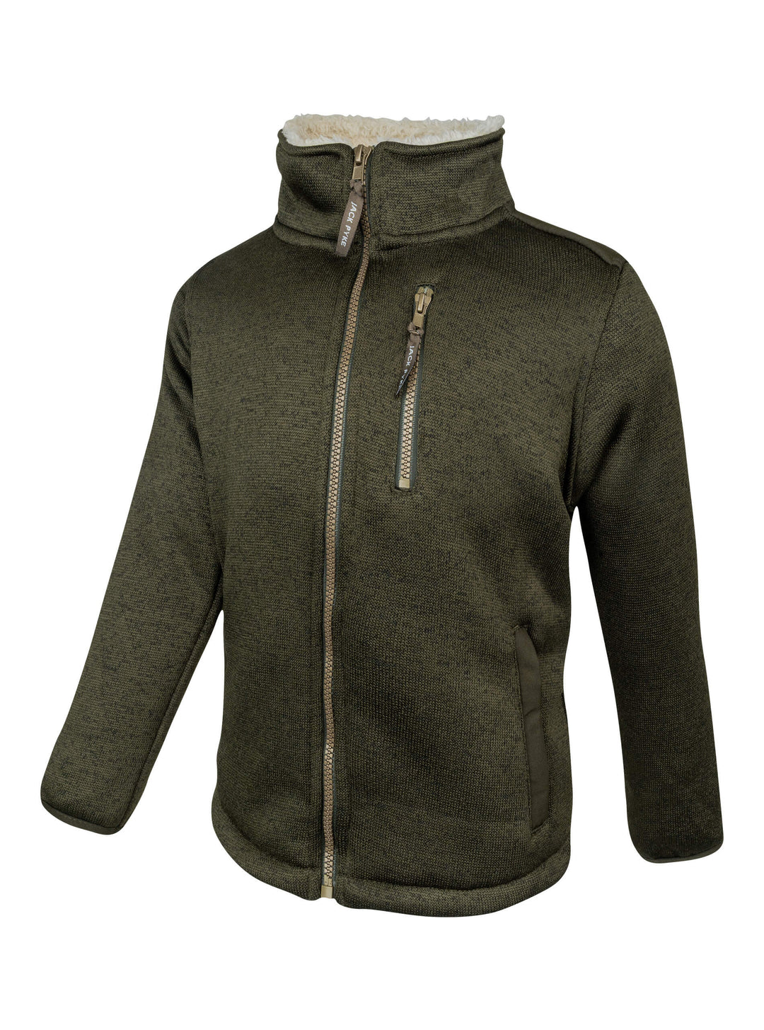 JACK PYKE Junior Scandinavian Fleece Jacket  – Warm Sherpa Lined Kids Fleece Jacket with Pockets – Boys and Girls Winter Jacket for Daily Use - Dark Olive