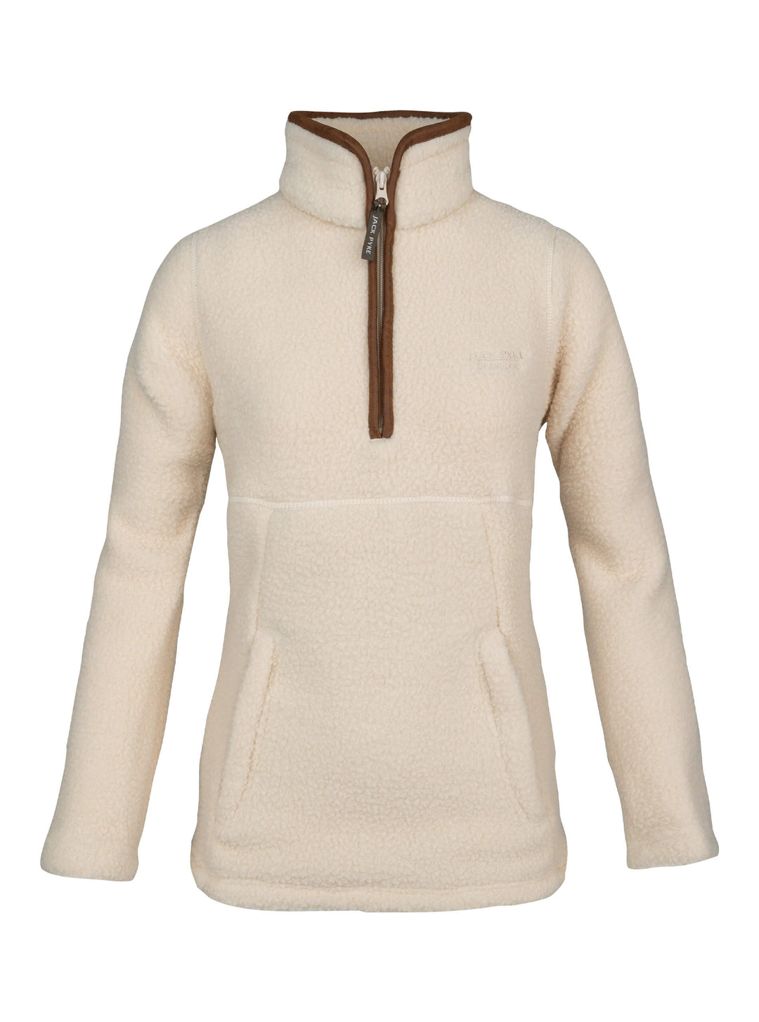 JACK PYKE Ladies Half Zip Sherpa Fleece Pullover – Deep Pile Warm Outdoor Jumper with Zipped Kangaroo Pocket and Drawstring Waist – 100% Polyester Cosy Country Mid Layer - Sail
