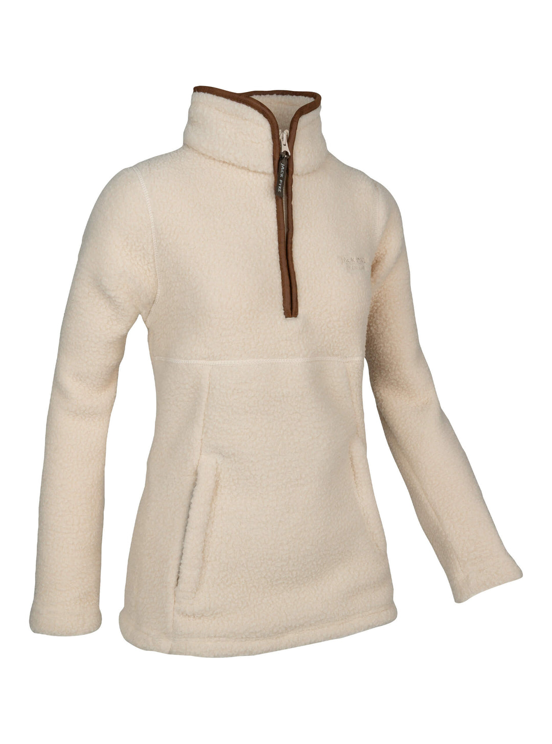 JACK PYKE Ladies Half Zip Sherpa Fleece Pullover – Deep Pile Warm Outdoor Jumper with Zipped Kangaroo Pocket and Drawstring Waist – 100% Polyester Cosy Country Mid Layer - Sail