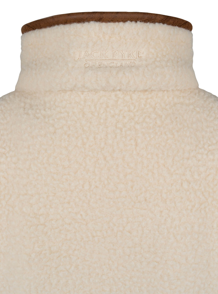 JACK PYKE Ladies Half Zip Sherpa Fleece Pullover – Deep Pile Warm Outdoor Jumper with Zipped Kangaroo Pocket and Drawstring Waist – 100% Polyester Cosy Country Mid Layer - Sail