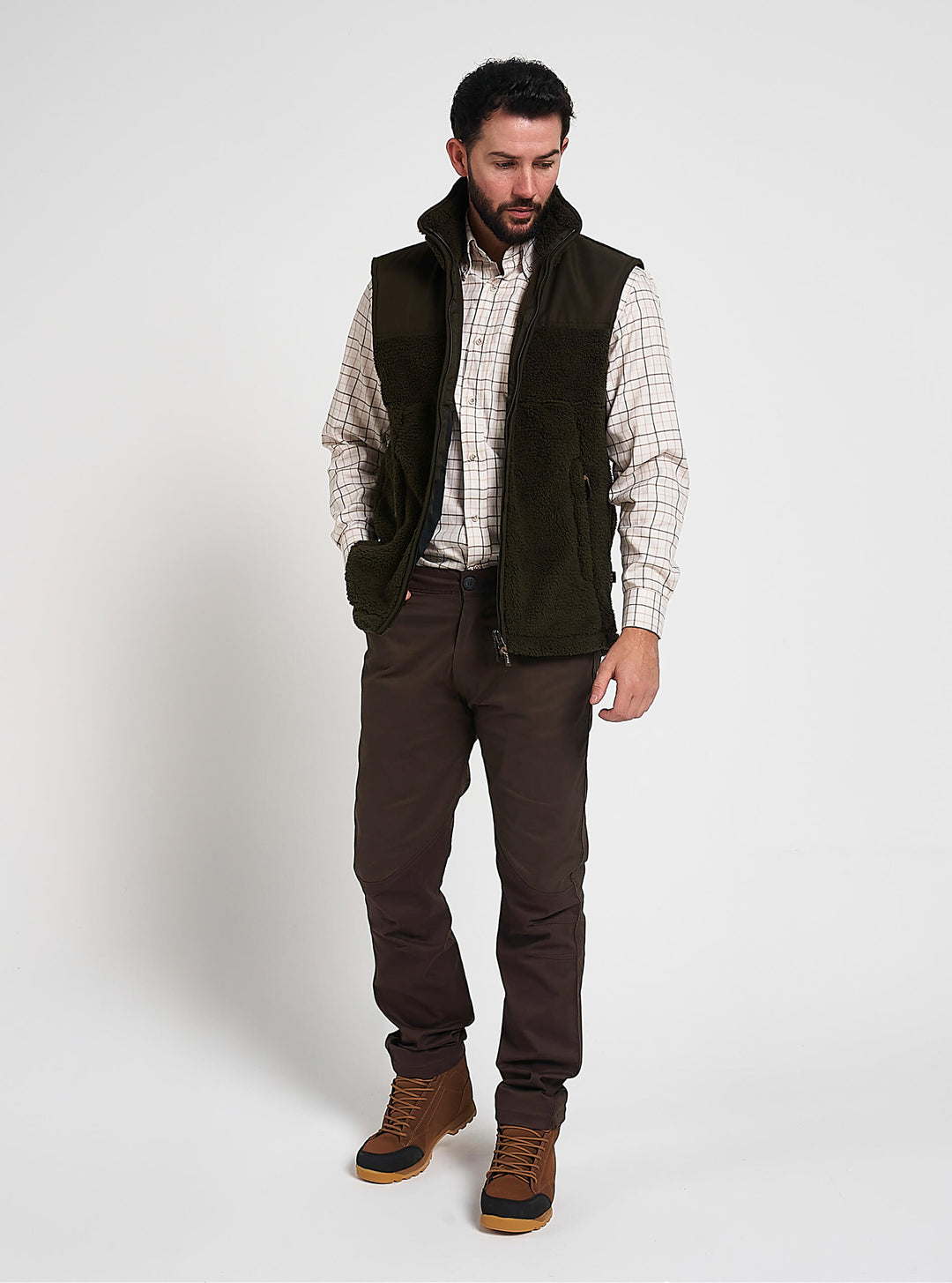 JACK PYKE Men's Dark Olive Sherpa Fleece Sleeveless Gilet Size S-3XL