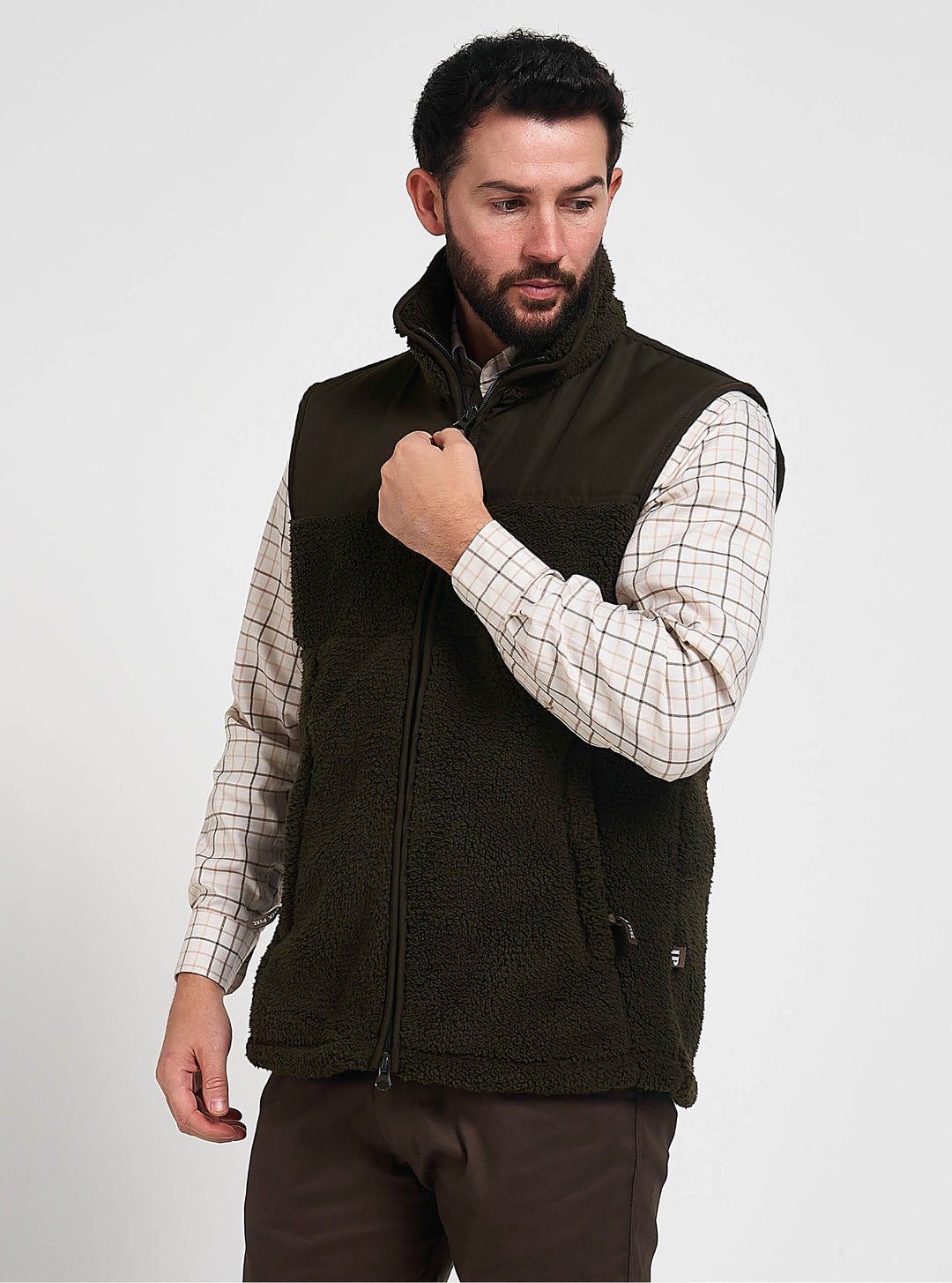 JACK PYKE Men's Dark Olive Sherpa Fleece Sleeveless Gilet Size S-3XL