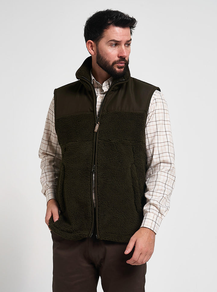 JACK PYKE Men's Dark Olive Sherpa Fleece Sleeveless Gilet Size S-3XL