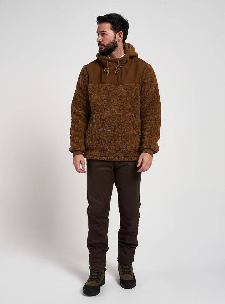 Jack Pyke Men’s Sherpa Fleece Hoodie Gen 2, Long Sleeve Hunting & Hiking Fleece Jacket Mens with Zipped Kangaroo Pockets, Elbow & Shoulder Patches, Drawstring Hood