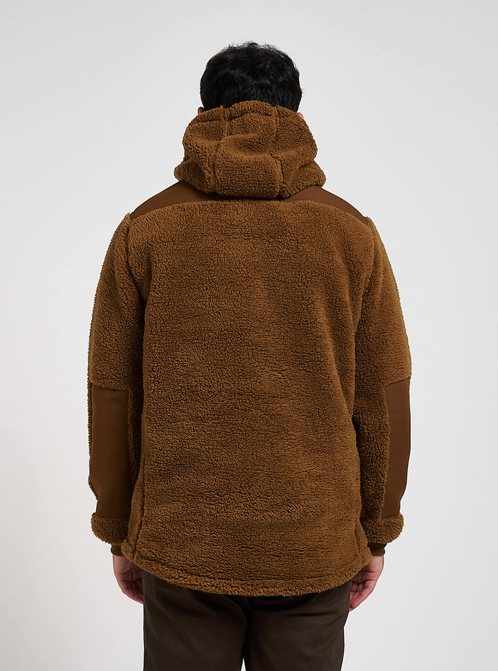 Jack Pyke Men’s Sherpa Fleece Hoodie Gen 2, Long Sleeve Hunting & Hiking Fleece Jacket Mens with Zipped Kangaroo Pockets, Elbow & Shoulder Patches, Drawstring Hood