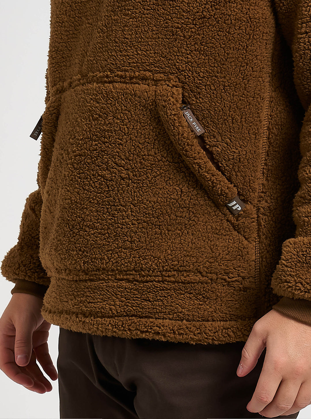 Jack Pyke Men’s Sherpa Fleece Hoodie Gen 2, Long Sleeve Hunting & Hiking Fleece Jacket Mens with Zipped Kangaroo Pockets, Elbow & Shoulder Patches, Drawstring Hood