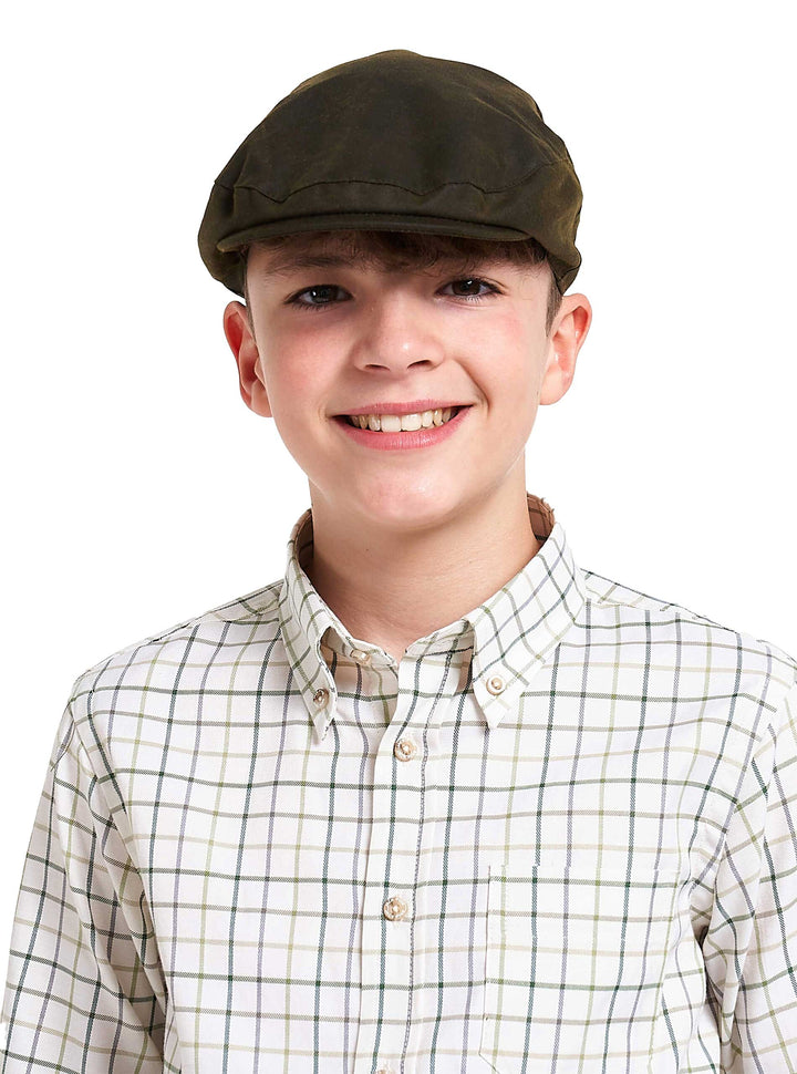 JACK PYKE Junior Waxed Cotton Flat Cap Green