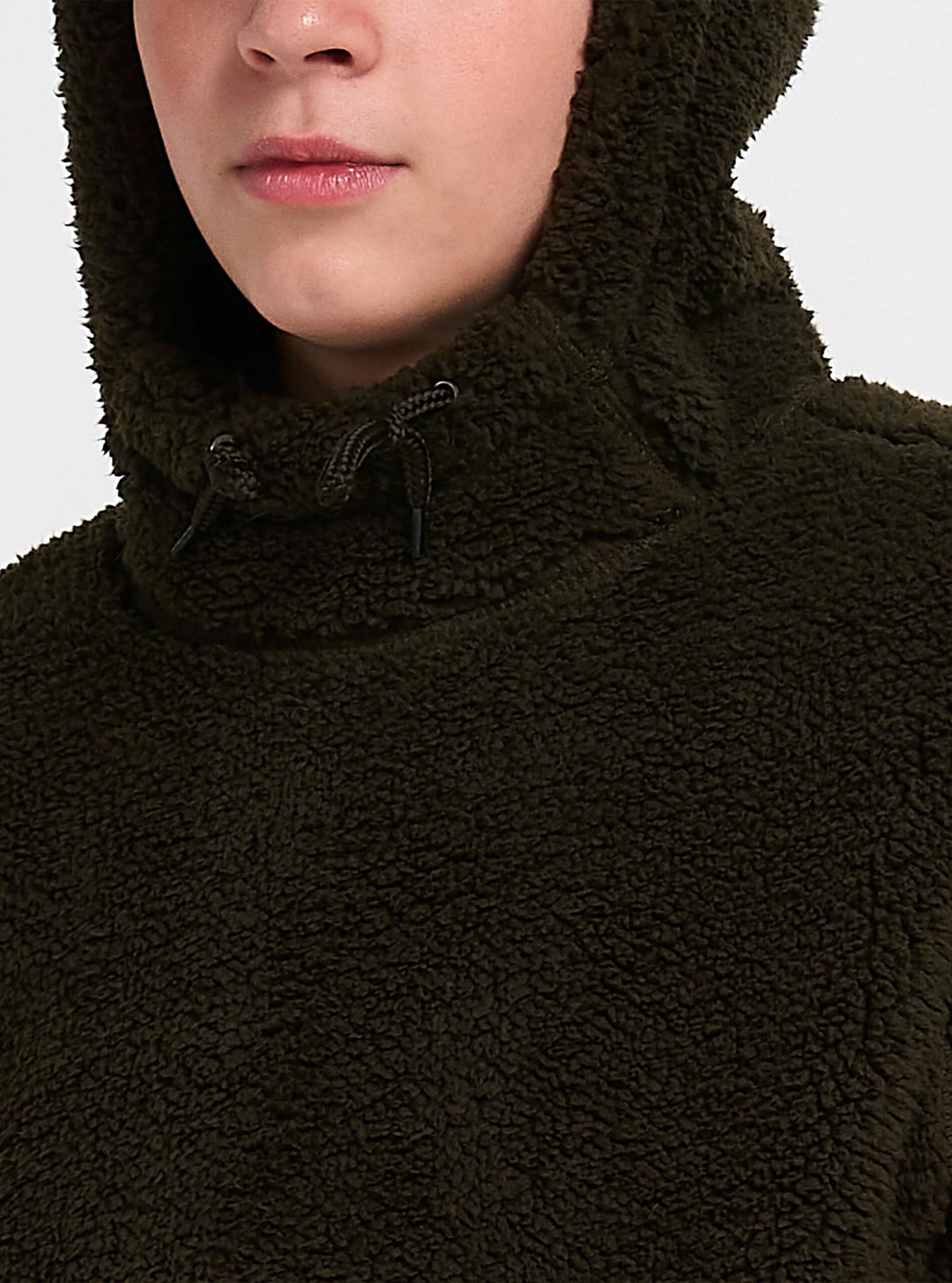 JACK PYKE Childrens Junior Sherpa Fleece Hoodie Dark Olive