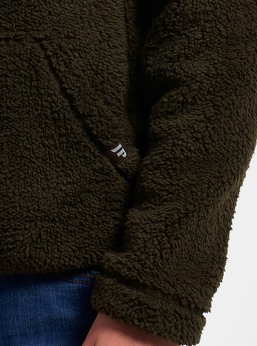 JACK PYKE Childrens Junior Sherpa Fleece Hoodie Dark Olive