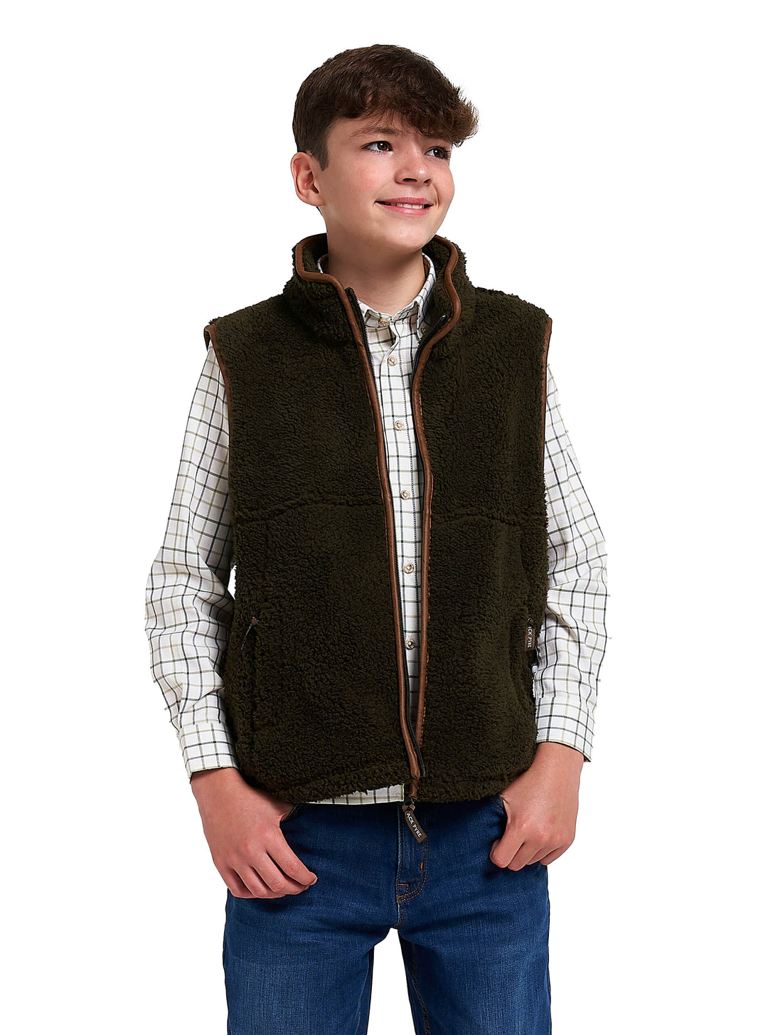 Jack Pyke Junior / Childrens Sherpa Fleece Gilet Dark Olive