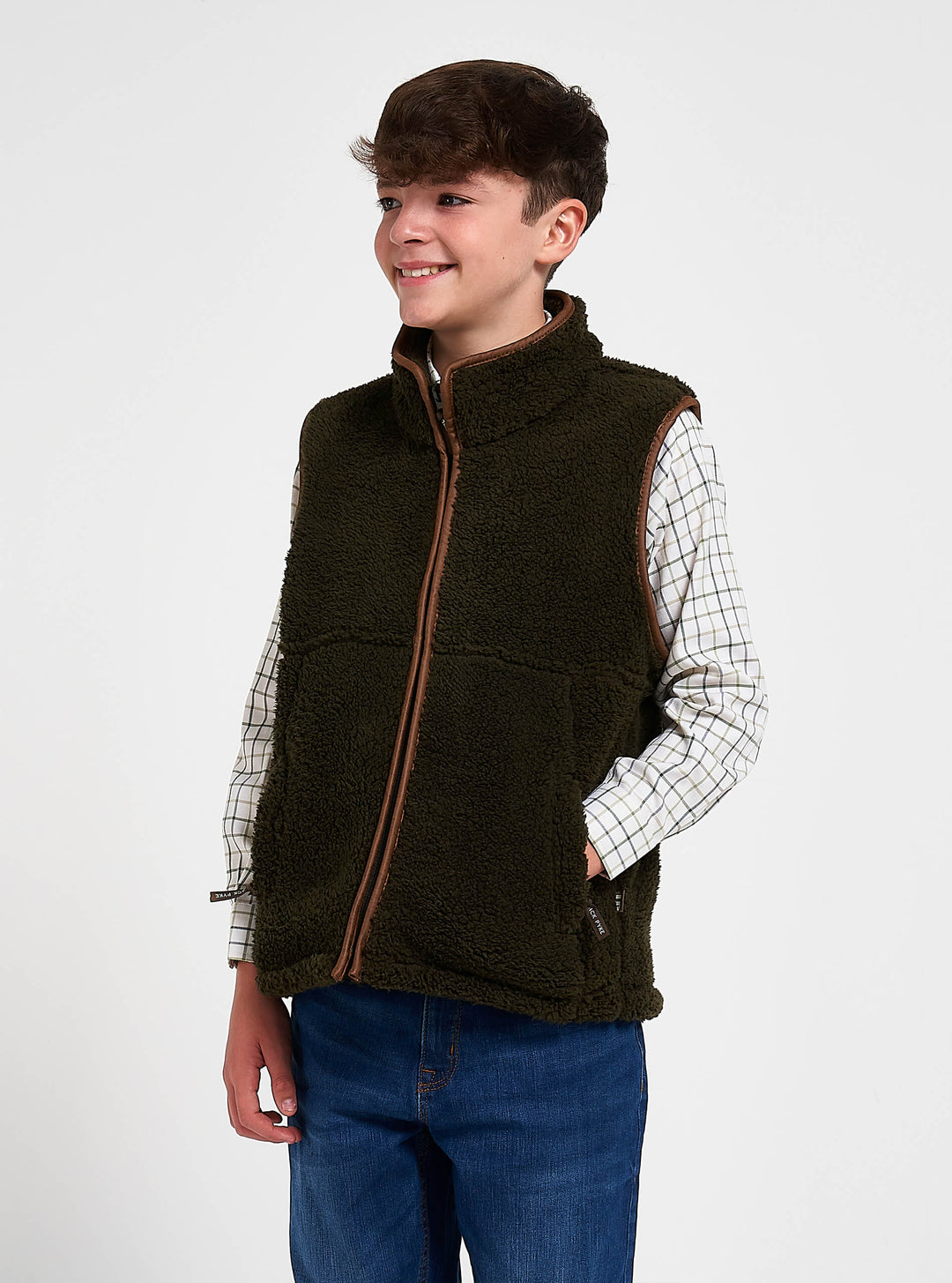 Jack Pyke Junior / Childrens Sherpa Fleece Gilet Dark Olive
