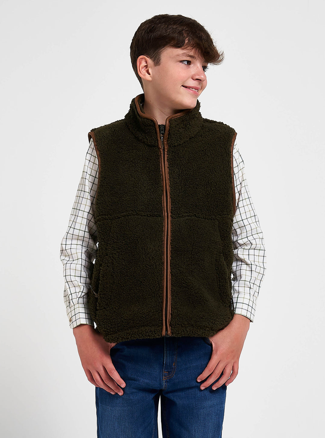 Jack Pyke Junior / Childrens Sherpa Fleece Gilet Dark Olive