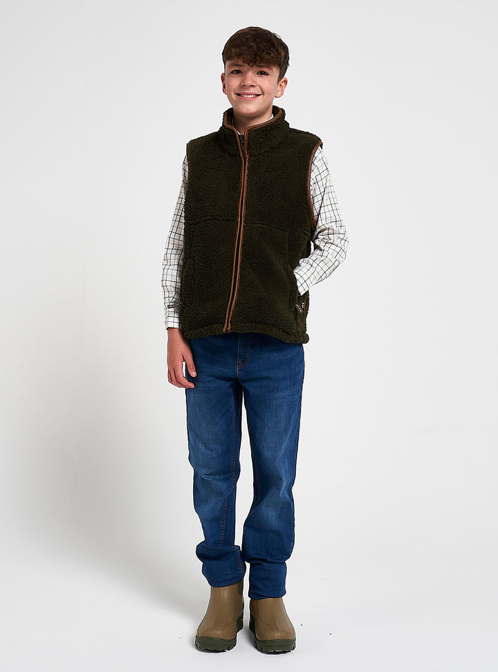 Jack Pyke Junior / Childrens Sherpa Fleece Gilet Dark Olive