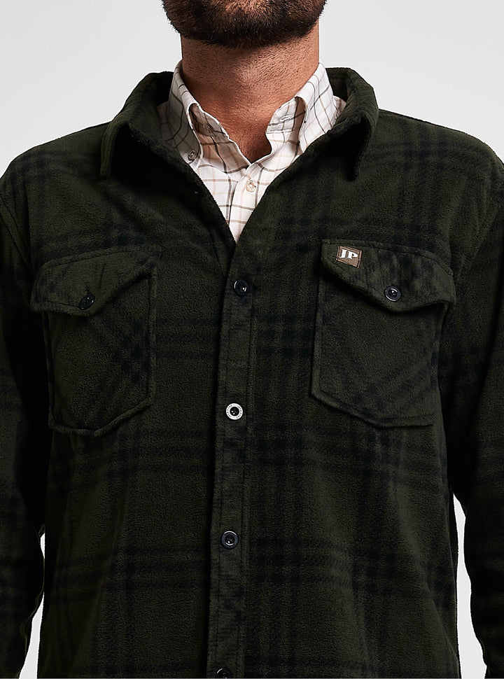 JACK PYKE Polar Fleece Long Sleeve Shirt Green Check