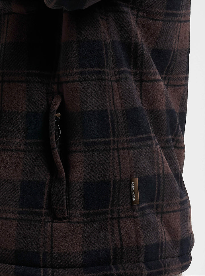 Jack Pyke Men’s Tundra Shirt – Checked Flannel Long Sleeve Zip Shirt with Fleece Lining, Turn-Down Collar, Multi Pockets, Button Cuffs for Shooting or casual Wear