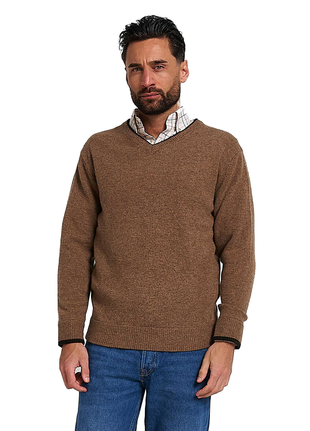 JACK PYKE Ashcombe 100% Lambswool Long Sleeve V-Neck Jumper Pullover