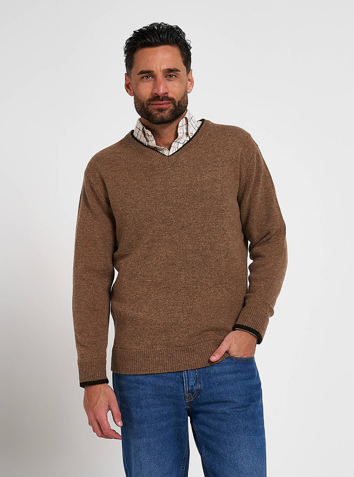 JACK PYKE Ashcombe 100% Lambswool Long Sleeve V-Neck Jumper Pullover