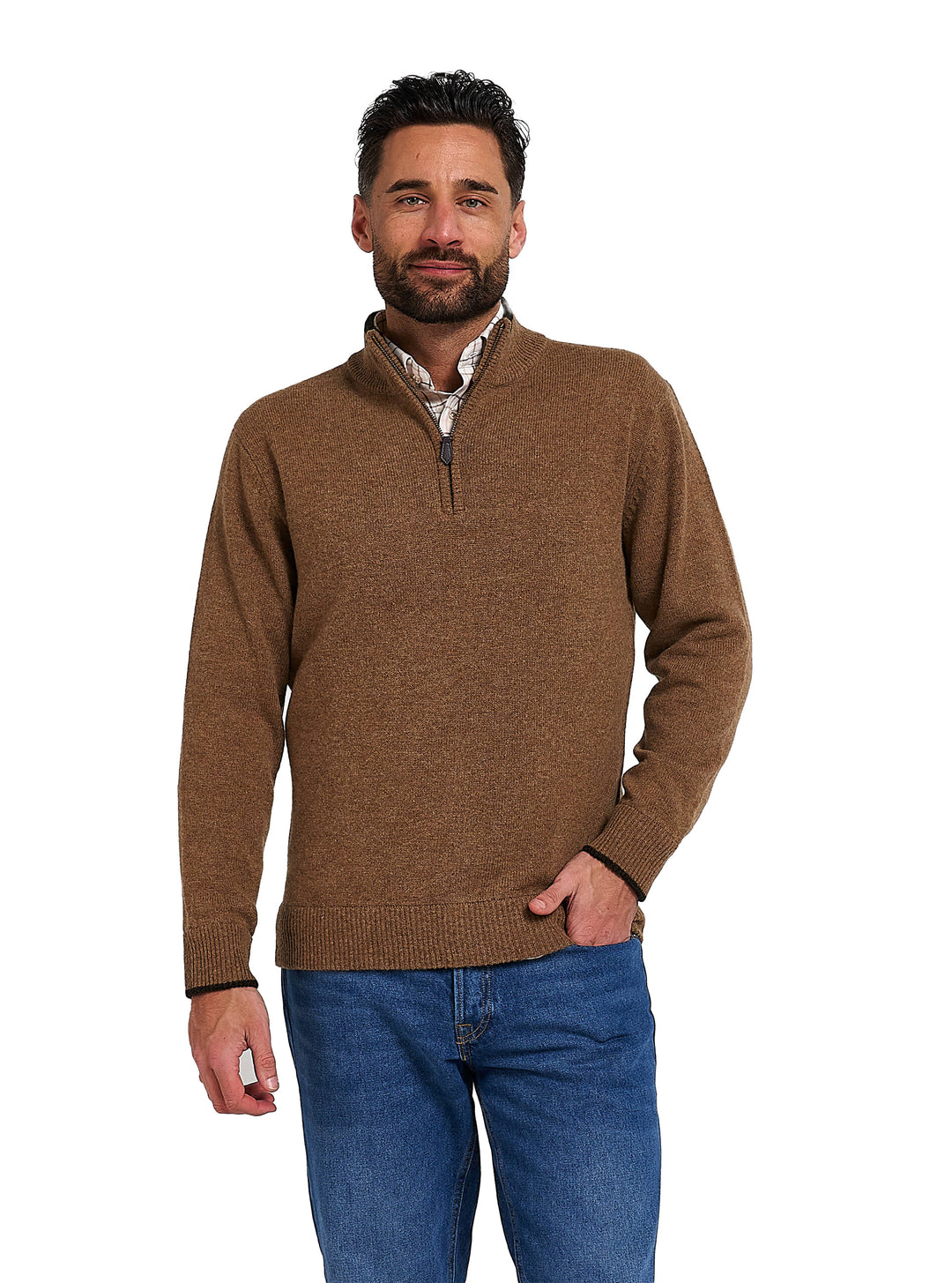 JACK PYKE Ashcombe 100% Lambswool Long Sleeve Zip Knit Jumper Pullover