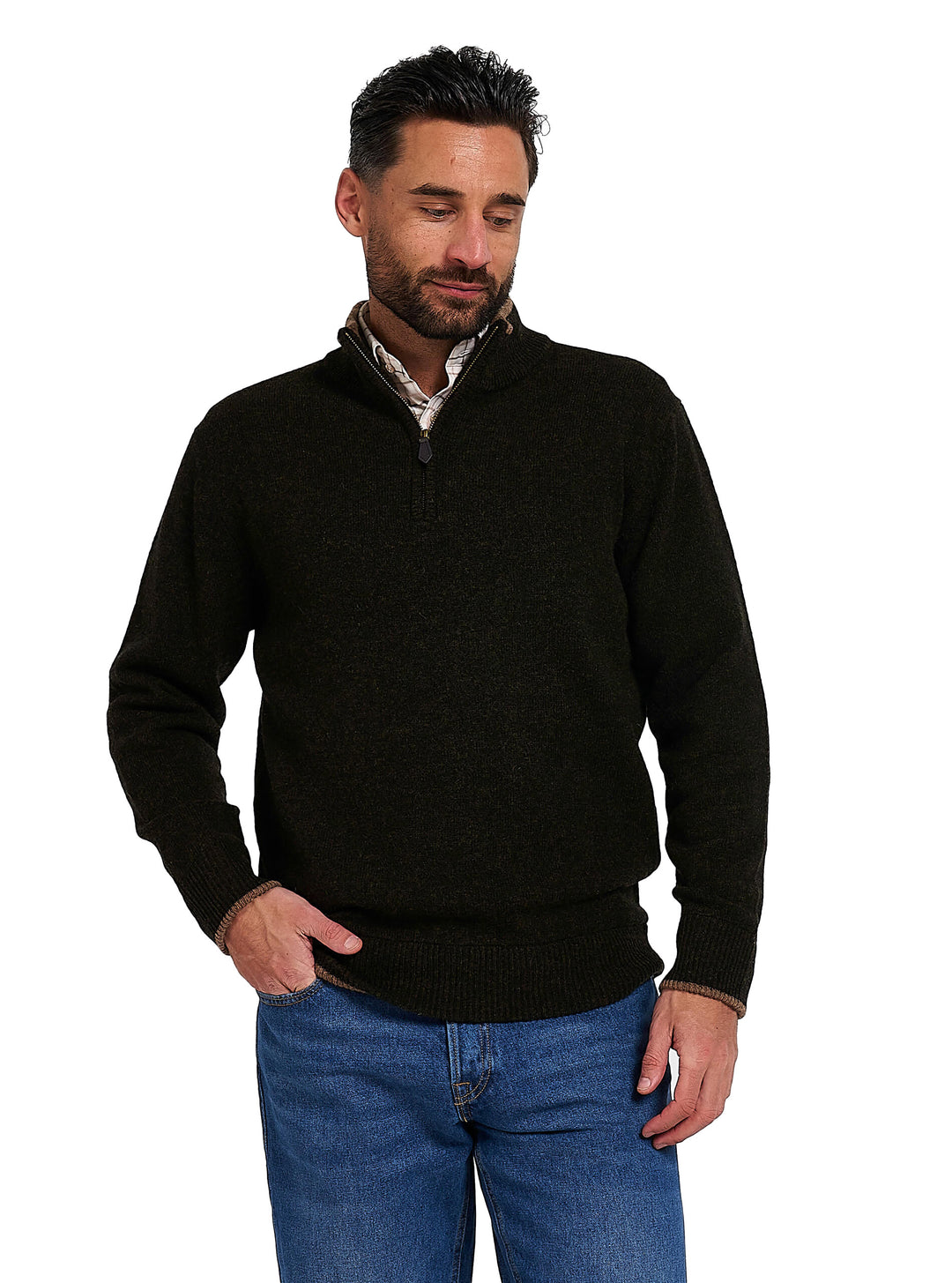 JACK PYKE Ashcombe 100% Lambswool Long Sleeve Zip Knit Jumper Pullover