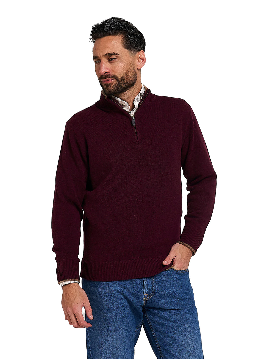 JACK PYKE Ashcombe 100% Lambswool Long Sleeve Zip Knit Jumper Pullover