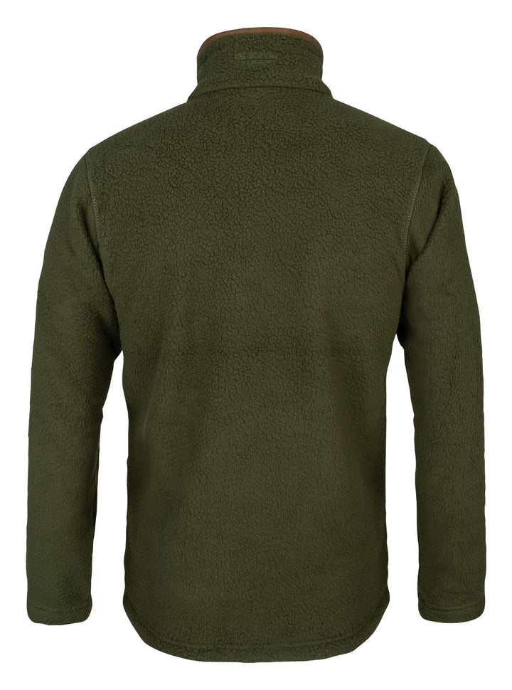 JACK PYKE Mens Half Zip Sherpa Fleece Pullover – Deep Pile Warm Outdoor Jumper with Zipped Kangaroo Pocket and Drawstring Waist – 100% Polyester Comfortable Country Mid Layer – Olive