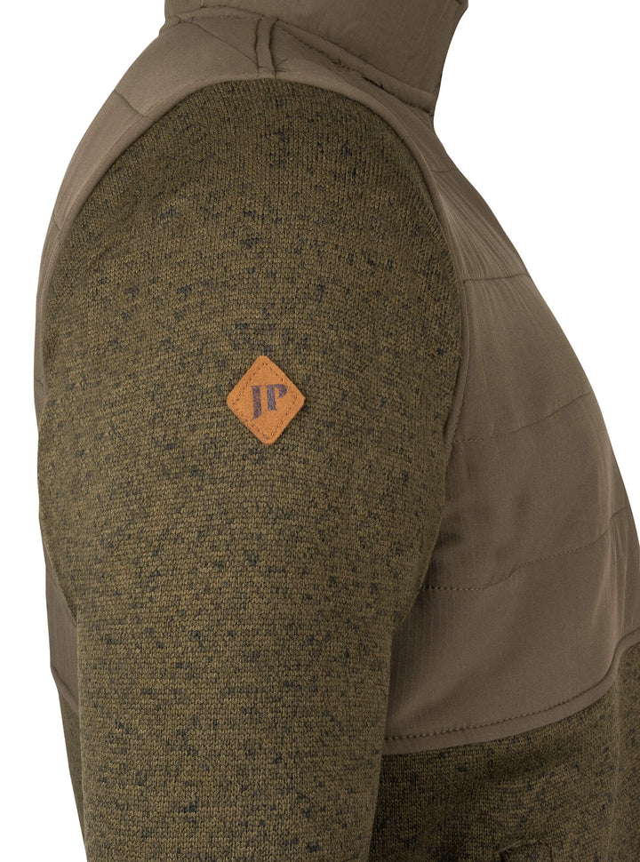 JACK PYKE Mens Fleece Pullover – Long Sleeve Outdoor Jacket with Stand Collar, Padded Upper Panel, Zipped Pockets and Snap Fastening Jumper for Country and Casual Wear, Green