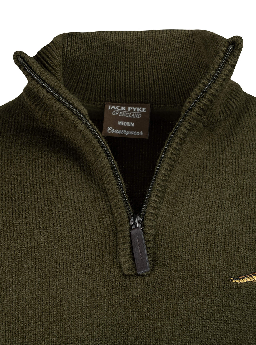 JACK PYKE Pheasant Men’s Jumpers – Quarter Zip Knitted Pullover, Long Sleeve Warm Sweatshirt with Ribbed Neck, Cuffs and Hem, Ideal for Outdoor Walks, Shooting and Casual Wear, Olive Green