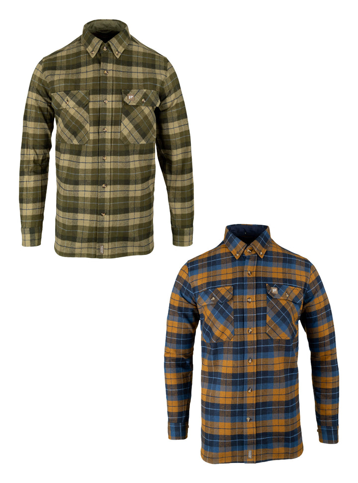 JACK PYKE Bleasdale Flannel Shirt for Men, 100% Cotton Checked Button-Down Collar Lightweight Country Casual Shirt with 2 Chest Pockets and Adjustable Cuffs Ideal Everyday Wear - Size S-3XL