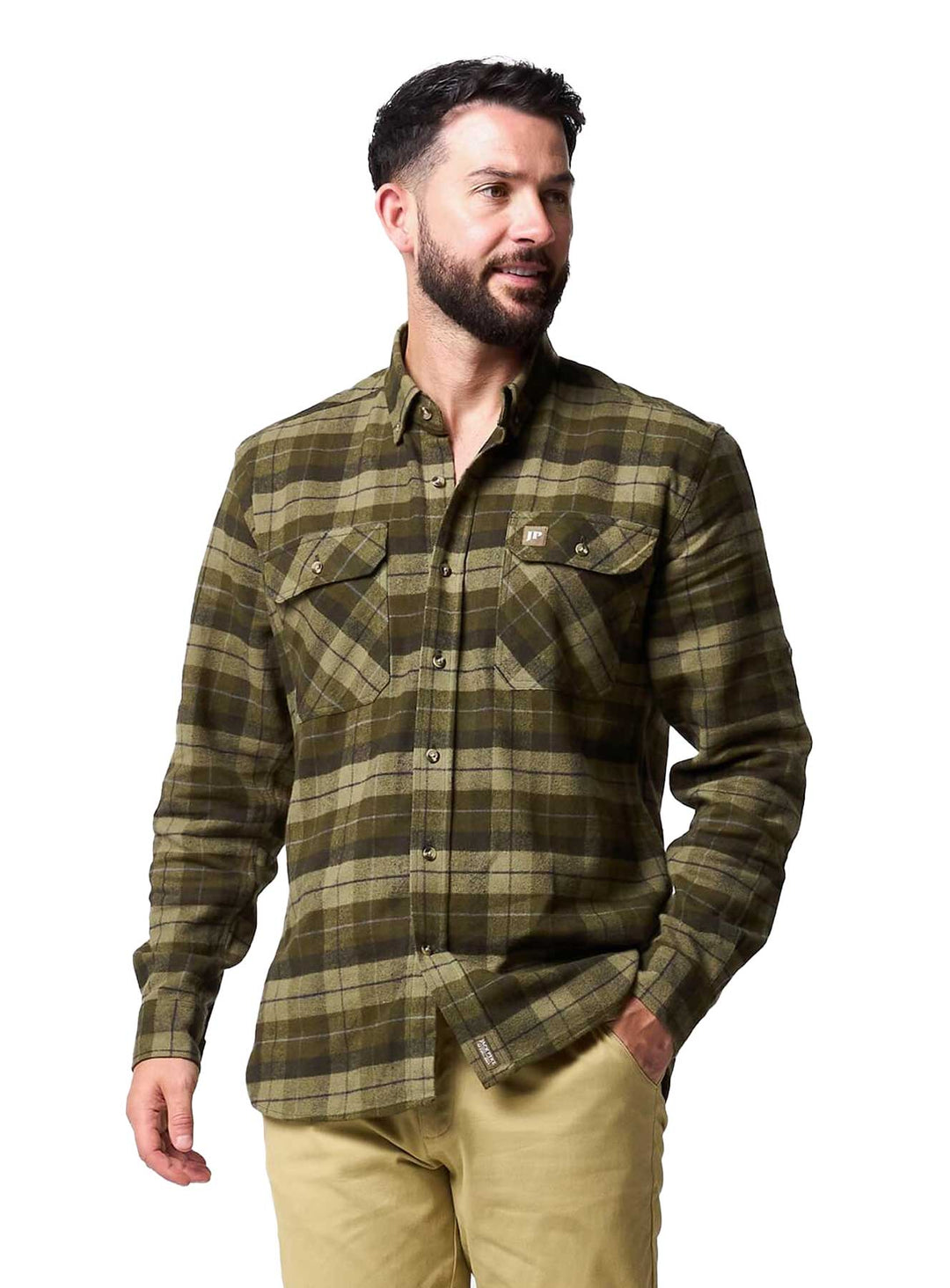 JACK PYKE Bleasdale Flannel Shirt for Men, 100% Cotton Checked Button-Down Collar Lightweight Country Casual Shirt with 2 Chest Pockets and Adjustable Cuffs Ideal Everyday Wear - Size S-3XL