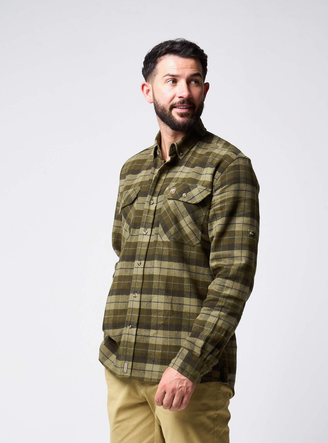 JACK PYKE Bleasdale Flannel Shirt for Men, 100% Cotton Checked Button-Down Collar Lightweight Country Casual Shirt with 2 Chest Pockets and Adjustable Cuffs Ideal Everyday Wear - Size S-3XL