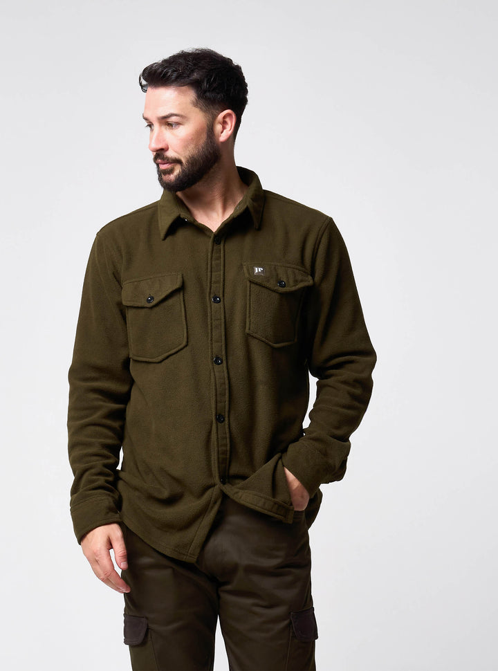 Jack Pyke Mens Polar Fleece Shirt – Soft Long Sleeve Button-Up Outdoor Shirt with Chest Pockets, Relaxed Fit Fleece Shirt for Autumn and Winter Work or Casual Wear