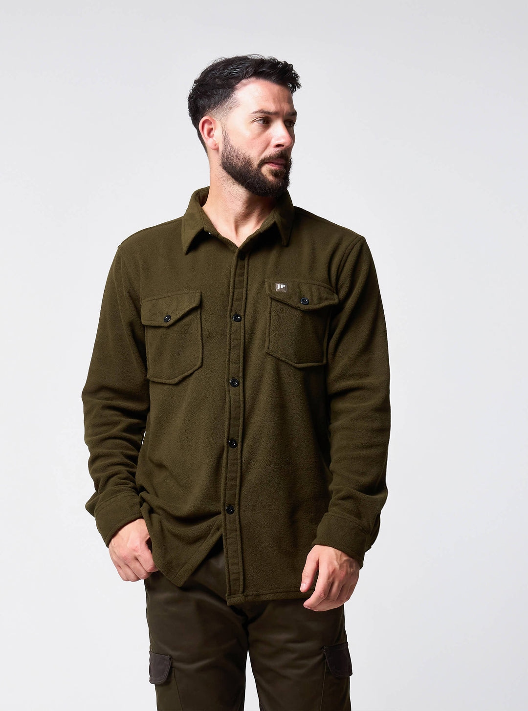 Jack Pyke Mens Polar Fleece Shirt – Soft Long Sleeve Button-Up Outdoor Shirt with Chest Pockets, Relaxed Fit Fleece Shirt for Autumn and Winter Work or Casual Wear