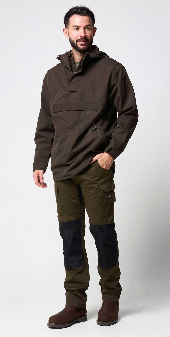 Jack Pyke Ashcombe Overhead All-Weather Windbreaker Jacket for Men - Waterproof Smock with Pockets for Hiking, Fishing, Bushcraft – Brown
