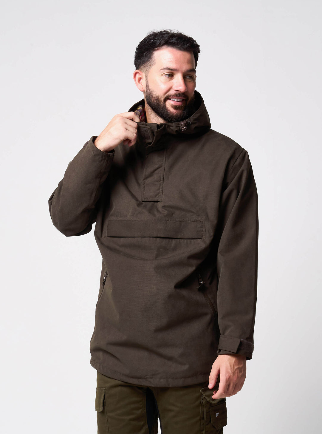 Jack Pyke Ashcombe Overhead All-Weather Windbreaker Jacket for Men - Waterproof Smock with Pockets for Hiking, Fishing, Bushcraft – Brown