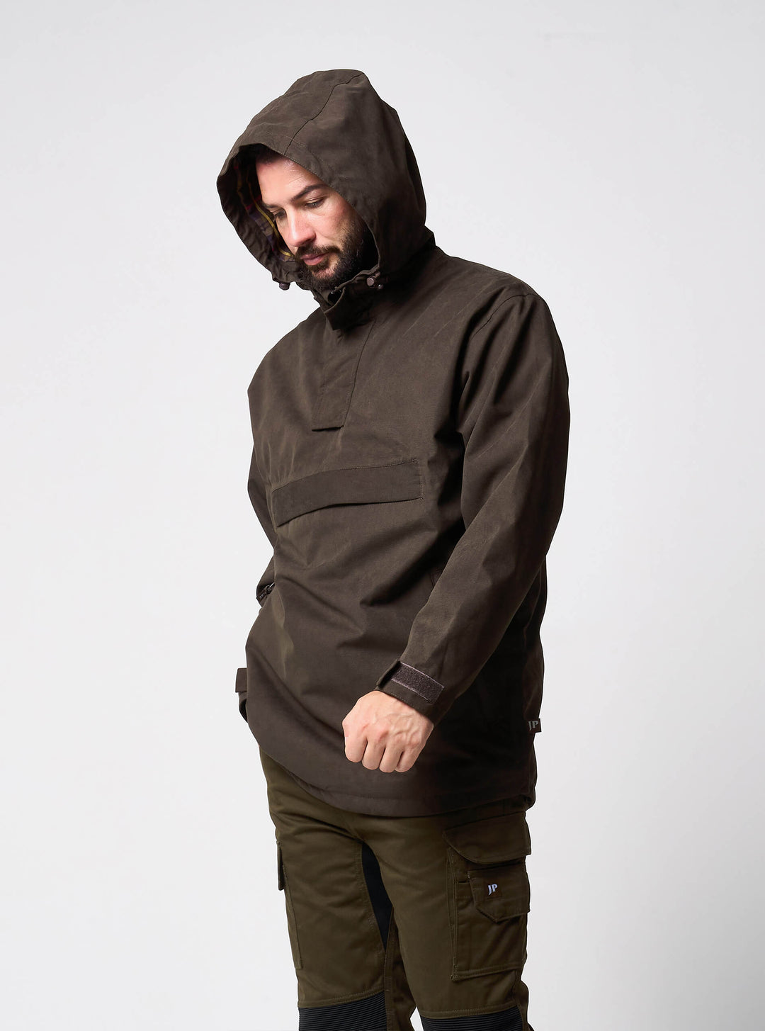 Jack Pyke Ashcombe Overhead All-Weather Windbreaker Jacket for Men - Waterproof Smock with Pockets for Hiking, Fishing, Bushcraft – Brown