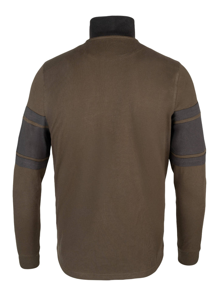 Jack Pyke Men’s Half Zip Contrast Sweatshirt – Outdoor Country Jumper with High Collar & Metal Zip Ring & Ribbed Cuffs – Ideal Jumper for Hunting, Shooting and Countryside Walks - Green