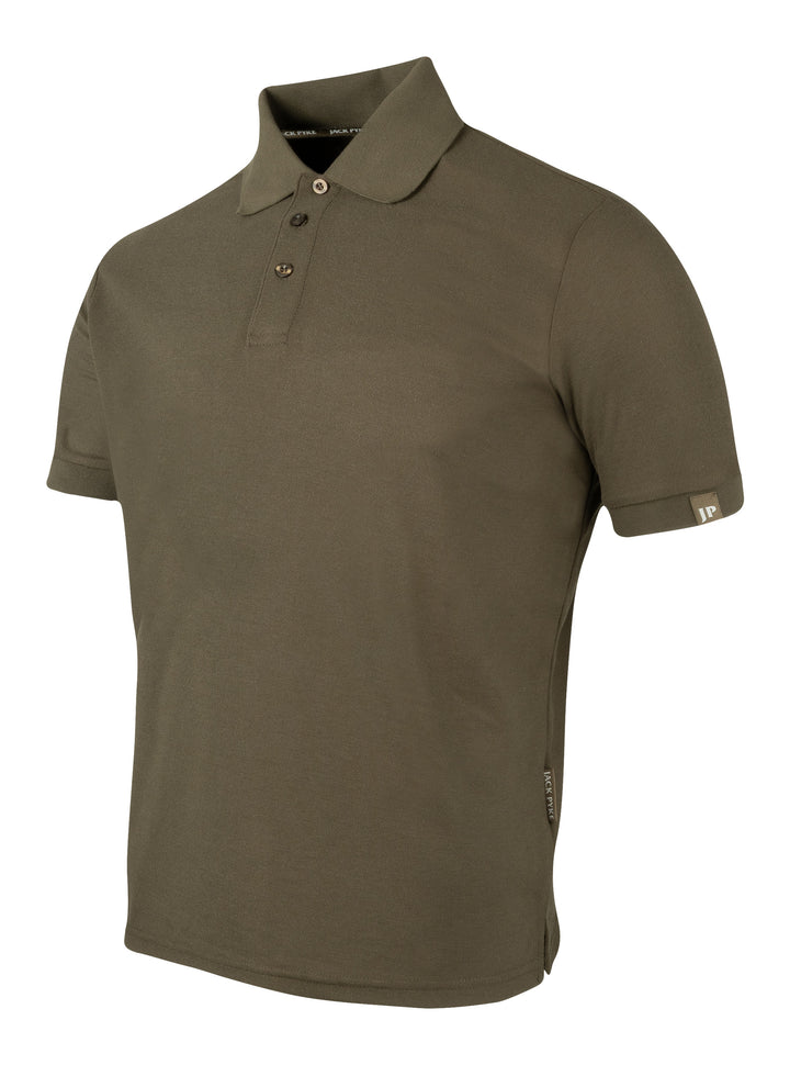 JACK PYKE Shires Mens Polo Shirt Short Sleeve – Breathable Polycotton T shirt, Classic Collar, 3-Button Neck, Minimal Branding, Shrink and Wrinkle Resistant Everyday top for Outdoors - Green