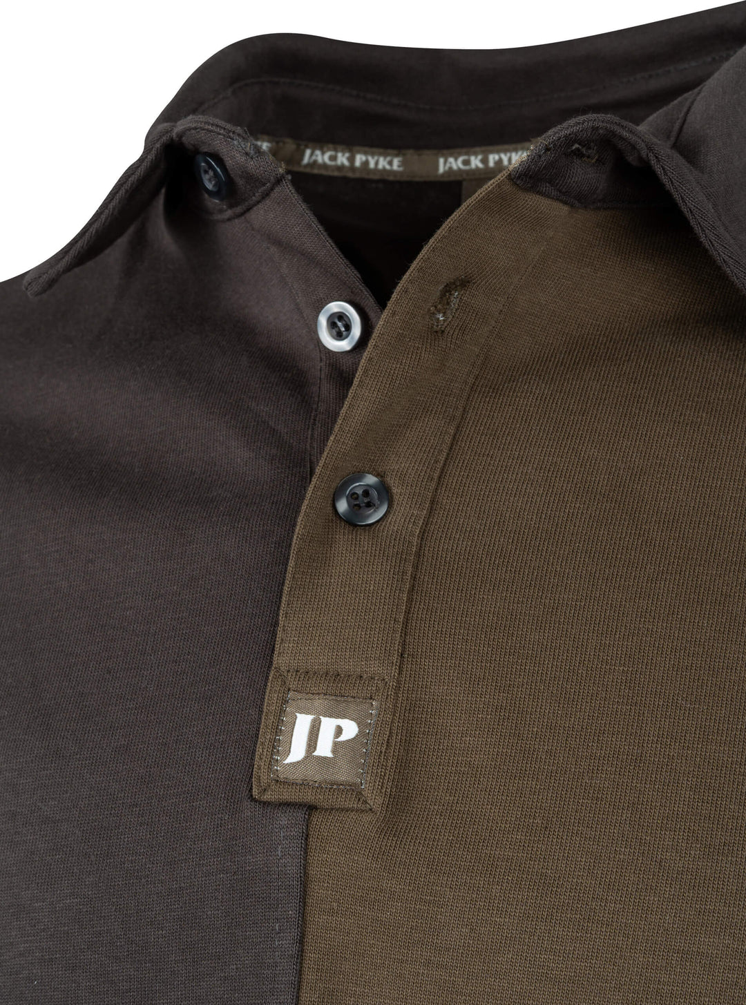 JACK PYKE Mens Long Sleeve Rugby Shirt - Durable Polycotton Polo Shirt with Ribbed Cuffs - Quartered Design & Button Collar Top for Country Sports, Shooting & Casual Smart Wear - Green