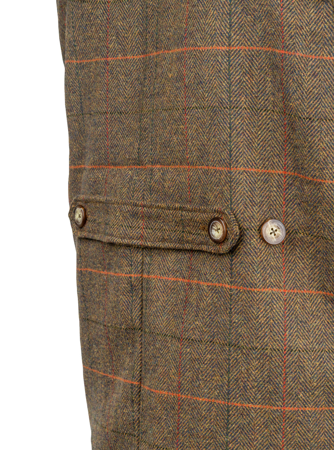 JACK PYKE Men’s Shooting Vest – Brown Tweed Waistcoat with Reinforced Shoulders, Deep Cartridge Pockets with Adjustable Back Strap for Outdoor Hunting & Clay Shooting