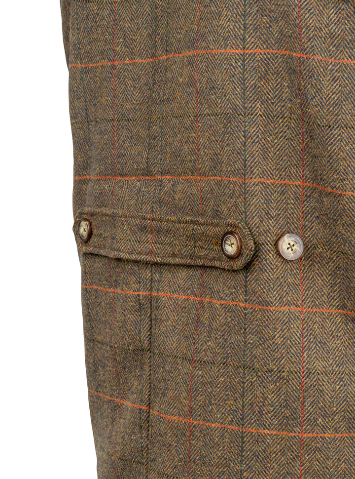 JACK PYKE Men’s Shooting Vest – Brown Tweed Waistcoat with Reinforced Shoulders, Deep Cartridge Pockets with Adjustable Back Strap for Outdoor Hunting & Clay Shooting