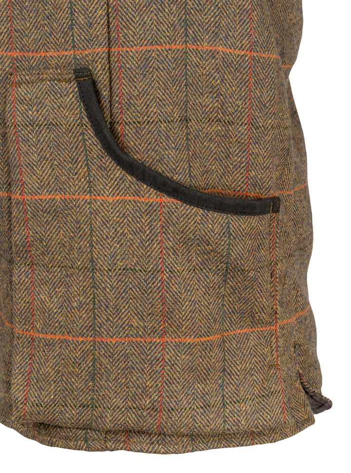 JACK PYKE Men’s Shooting Vest – Brown Tweed Waistcoat with Reinforced Shoulders, Deep Cartridge Pockets with Adjustable Back Strap for Outdoor Hunting & Clay Shooting