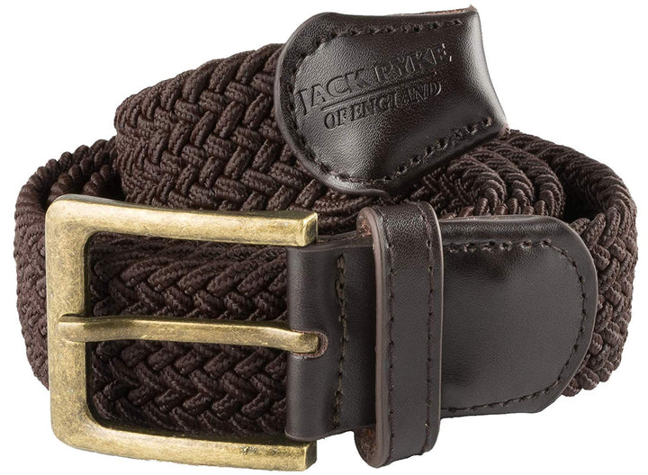 Jack Pyke Countryman Elasticated Belt for Men, Woven Stretch Belt with Leather Ends, Adjustable Up to 54in Waist, Ideal for Countrywear, Hiking, Shooting and Daily Use